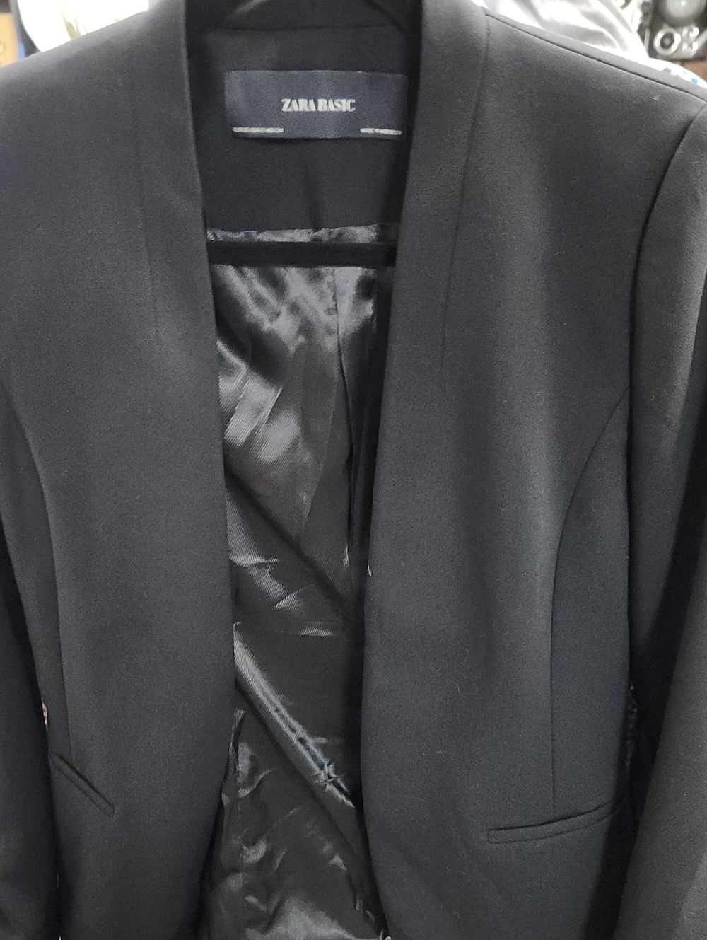 Zara Basic Black Open-Front Blazer